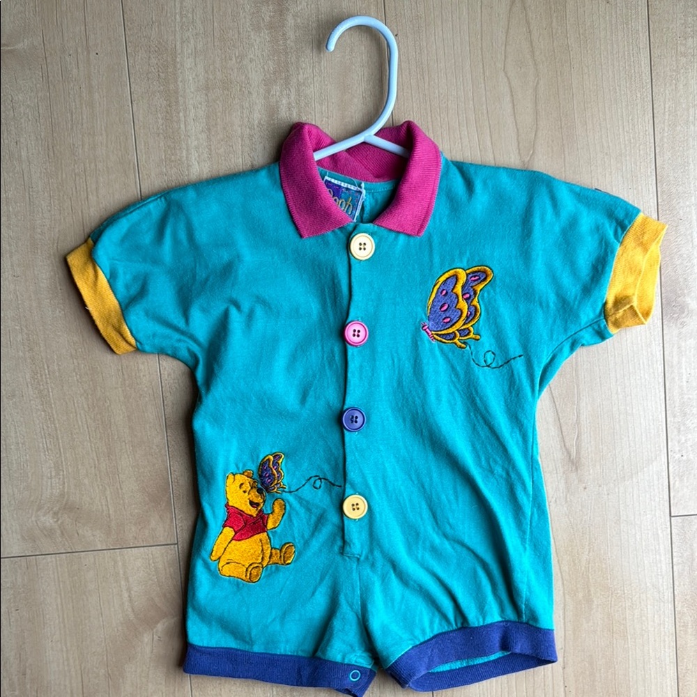 Disney Teal and Yellow Winnie the Pooh Bodysuit